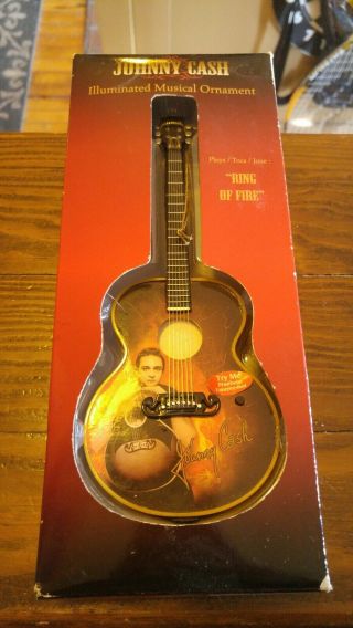 Johnny Cash Illuminated Guitar Musical Ornament Plays Ring Of Fire Christmas