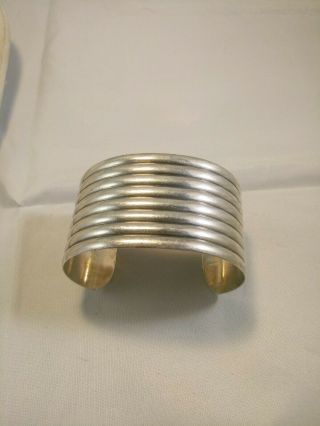 Vintage Early Pawn Navajo Wide Carved Sterling Silver Cuff Bracelet