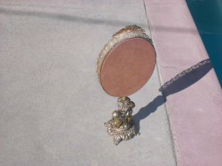 Brass Vintage upright vanity mirror with cherubs 3