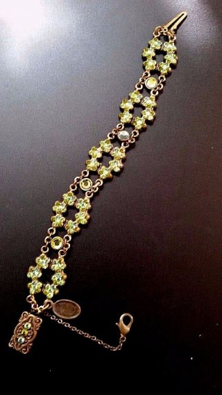 Israel Michal Negrin Crystal Swarovsky Green Bracelet Vintage Style
