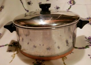 Revere Ware Copper Clad Stainless Steel 4.  5 Qt Stock Pot Dutch Oven W Lid