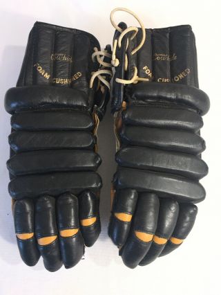 Vintage Cooper Bds Black Diamond Hockey Gloves Armadillo Thumb Cowhide