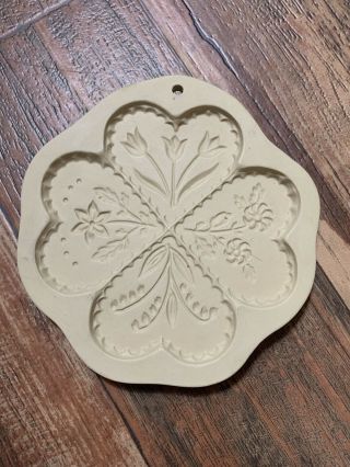 Brown Bag Cookie Art 1994 Hill Design Four Hearts Craft Stoneware Cookie Mold