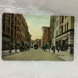 Vintage Postcard Charleston West Virginia Capitol Street Looking South Scene