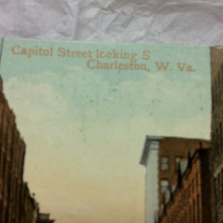 Vintage Postcard Charleston West Virginia Capitol Street Looking South Scene 2