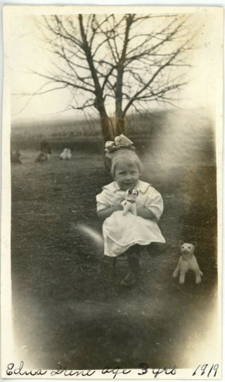1919 Photo Ia Iowa Sac City Sweet Toddler Girl Edna Hawks Stuffed Animals Toys
