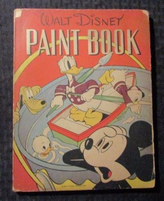 1943 Walt Disney Paint Book Whitman G/vg 3.  0 Mickey Mouse Donald Duck