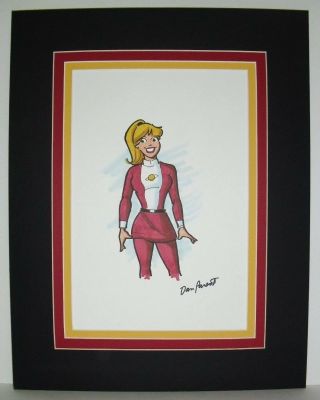 Betty As Saturn Girl Art By Dan Parent Signed.  Matted