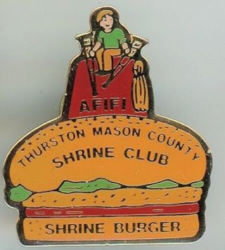 Hat Or Lapel Pin - Shriners Afifi 1994 Thurston Mason Orange Burger Crutches D - 3