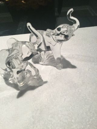 Two Lenox Fine Crystal Elephants - Made In Germany 1995 And 1994