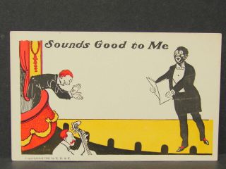 Vintage 1905 E B & E Black Americana Sounds Good To Me Black Face Post Card