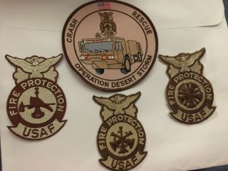 Set Of 4 Us Air Force Desert Storm Fire Department Patches