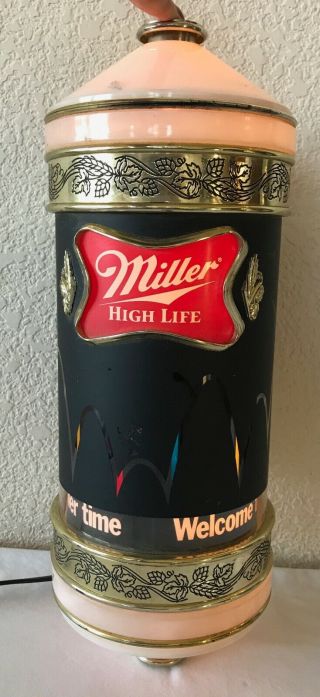 Vtg Miller High Life Beer Bar Wall Light Display Sconce 1984 Plastic Signage