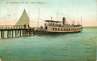 A View Of The " Titania ",  Landing At The Pier,  Sea Breeze,  York Ny 1908