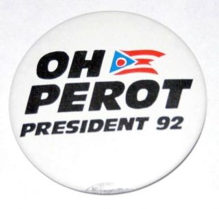1992 Ross Perot Ohio Campaign Pin Pinback Button Political Presidential Election