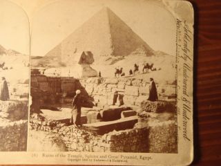 Stereoview Stereo Card Photo Egypt Pyramid And Sphinx Underwood