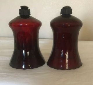 2 Homco Ruby Red Glass Votive Cups Peg Bottom Candle Holders Home Interior