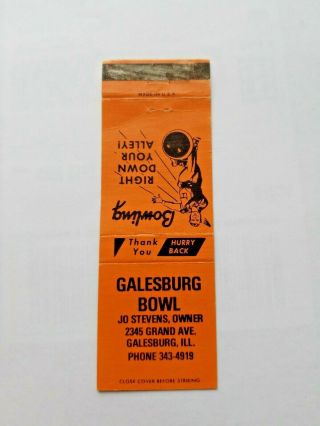 Galesburg Bowl Illinois Matchbook Cover