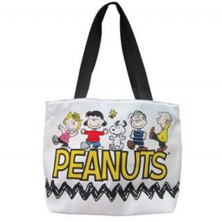 Peanuts Charlie Snoopy Lucy Linus Sally Woodstock Figures Large Tote Bag