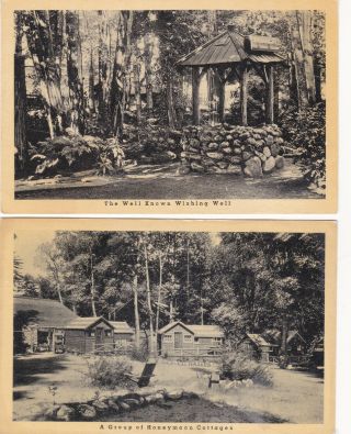 Brookdale Lodge Ca Cottages Wishing Well 2 B/w Vintage Postcards Dr.  Camp 