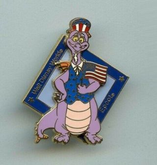 Disney World Showcase Figment Dragon United State Flag Patriotic Tophat Vest Pin