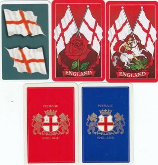 England - 5 Single Vintage Swap Playing Cards