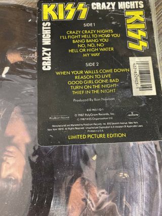 KISS CRAZY NIGHTS 1987 USA LTD ED PICTURE DISC 12 