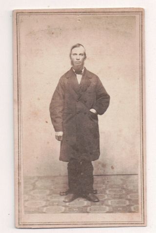 Vintage Cdv Civil War Era Gentleman Beard Tax Stamp Farrar Photo Manchester N.  H.
