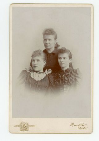 Cabinet Card Photograph Three Young Women Circa 1890