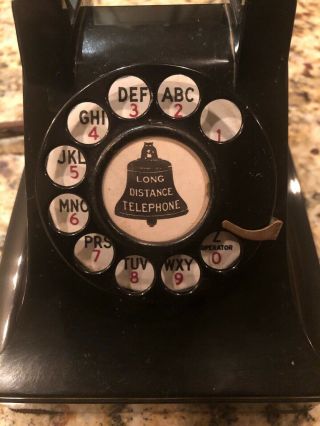 Vintage 1940s WESTERN ELECTRIC Black 302 Rotary Dial Desk Phone F1 Handset 2
