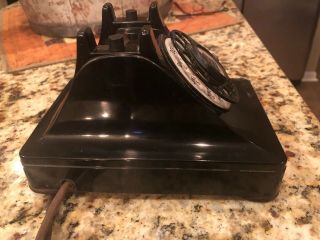 Vintage 1940s WESTERN ELECTRIC Black 302 Rotary Dial Desk Phone F1 Handset 3