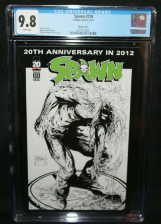 Spawn 216 - Todd Mcfarlane Sketch Cover - Cgc Grade 9.  8 - 2012