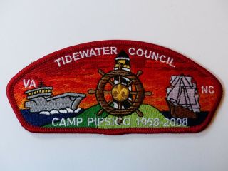 Tidewater Council Bsa Boy Scout Csp Shoulder Patch Va Nc Camp Pipsico 1958 2008