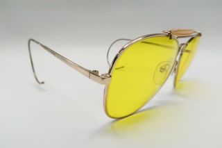 Vintage Bushnell Gold Aviator Shooting Glasses Yellow Korea Cable A752