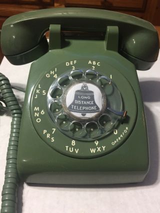 Vintage Avocado Green Rotary Itt Telephone Desk Phone