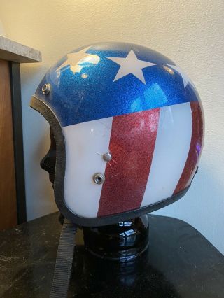 Vintage 1966 Lsi - 4150 Stars & Stripes Motorcycle Helmet Easyrider M Usa