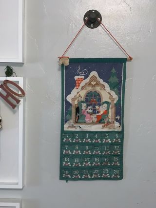Vintage Avon Countdown To Christmas Cloth Advent Calendar With Mouse