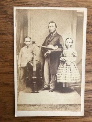 1800s Cdv Type Photo Musical Family With Violin And Instruments