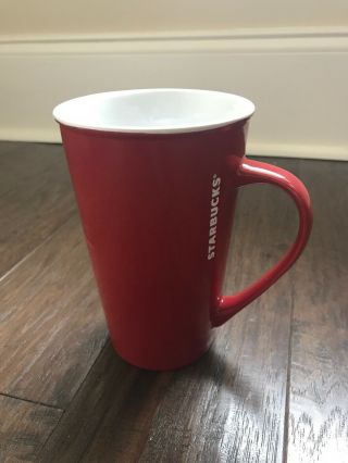Starbucks Large Tall 22oz Red White Coffee Mug Cup