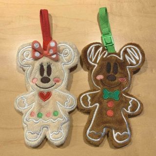 Tokyo Disney Resort Gingerbread Mickey & Minnie Set 2 Mini Pouch Case Bag Ginger