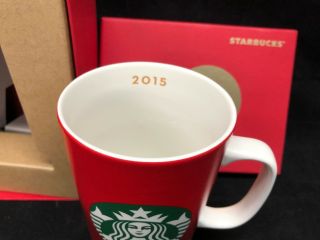 2015 Starbucks Coffee 16 fl.  oz Ceramic Mug Red Green Ivory Mermaid Siren NIB 3
