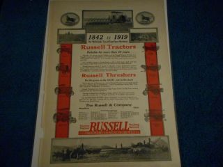 Russell & Co.  Massillon,  Oh 1919 Advertisement: Old Reliable Tractors,  Thresher
