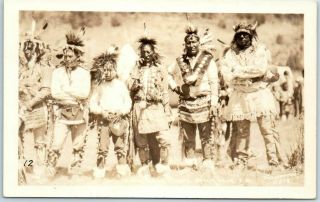 Native Americana Rppc Postcard " Sioux Indian Chiefs Sd " Fassbender Photo 518