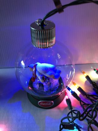 5” Plug In Coca Cola Coke Polar Bear Light Up Spinning Christmas Globe Ornament 2