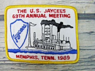U.  S.  Jaycees 69th Annual 1989 Memphis Tennessee Embroidered Patch Steam Boat
