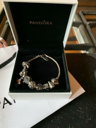 Vintage Pandora Bracelet With Eight Charms -