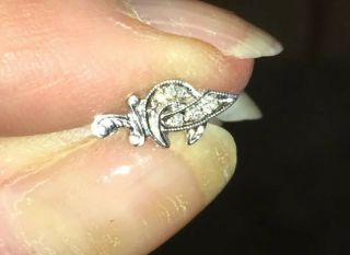 Vintage 14k White Gold Shriners Sword Lapel Tie Tac Pin Brooch Diamond Accent