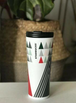 Starbucks 2017 Holiday Tree Travel Mug Cup Tumbler Stainless Steel Rare