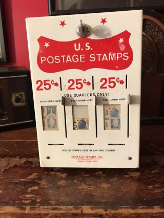 Vintage U.  S.  Postage Stamp Dispenser / Vending Machine Coin Operated 10/25 Cent