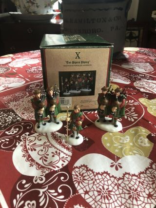 Dept 56 Dickens Village 12 Days Of Christmas Ten Pipers Piping Mib 58386